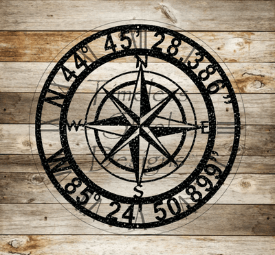 Compass Rose With Coordinates - Timeless Steel Designs