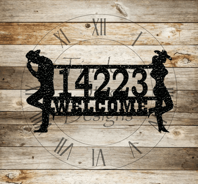 Cowboy Cowgirl Western Address Sign - Timeless Steel Designs