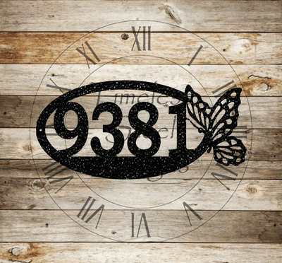 Oval Butterfly Address Sign - Timeless Steel Designs