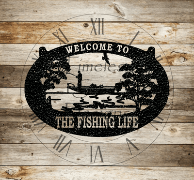 Oval Fishing Life With Bass Boat - Timeless Steel Designs