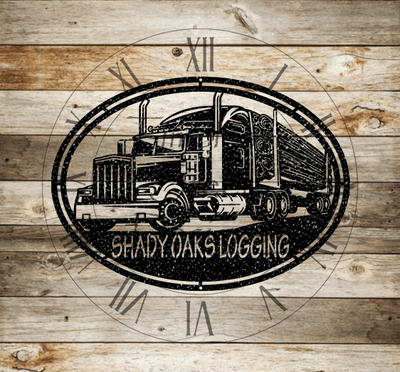 Oval Semi with Logging Trailer Personalized - Timeless Steel Designs