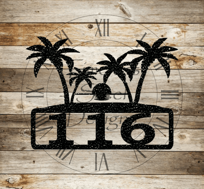 Palm Tree Address Sign - Timeless Steel Designs