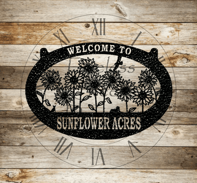 Oval Welcome to Sunflower Acres Personalized Sign - Timeless Steel Designs