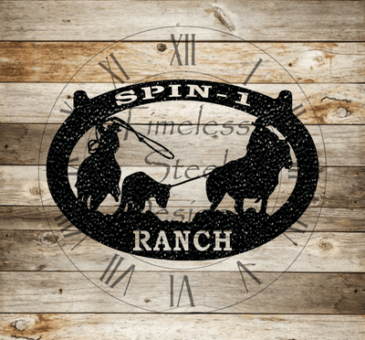 Oval Team Roping Personalized Sign - Timeless Steel Designs